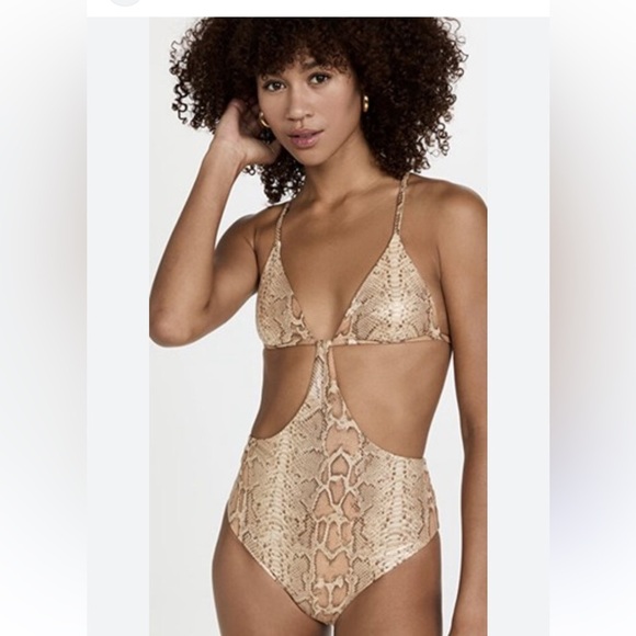 Onia Other - Free people Onia Beige snakeskin One-Piece Swimsuit with Neutral Print